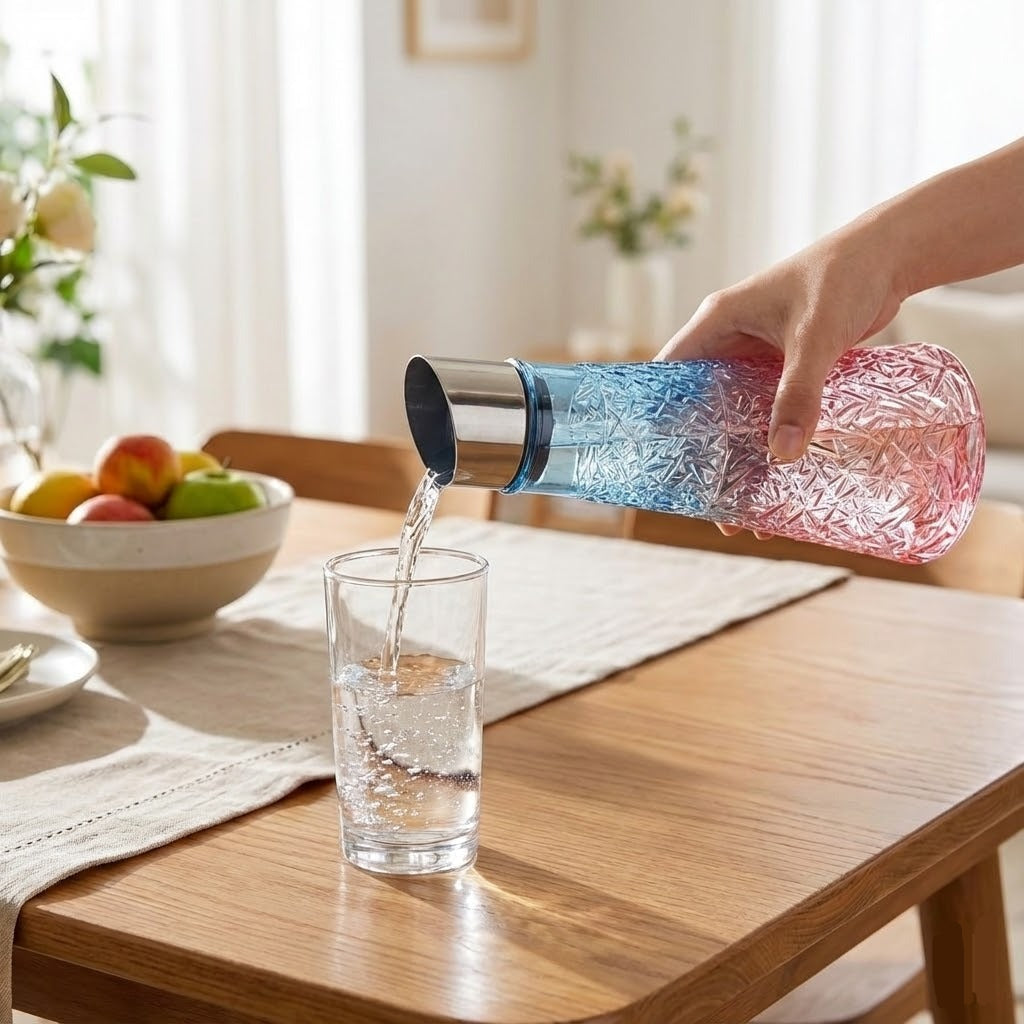 Luxury Gradient Glass Jug with Stainless Steel Lid Regular