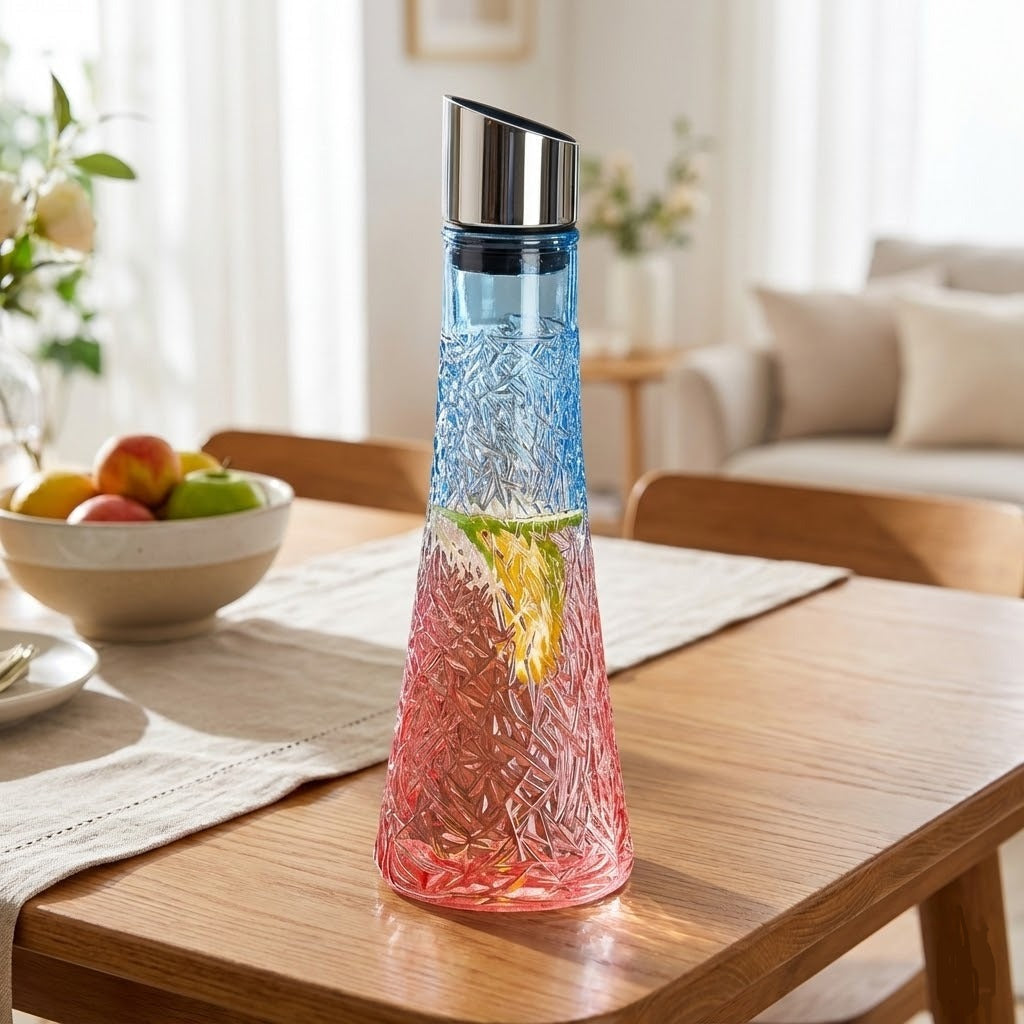 Luxury Gradient Glass Jug with Stainless Steel Lid Regular